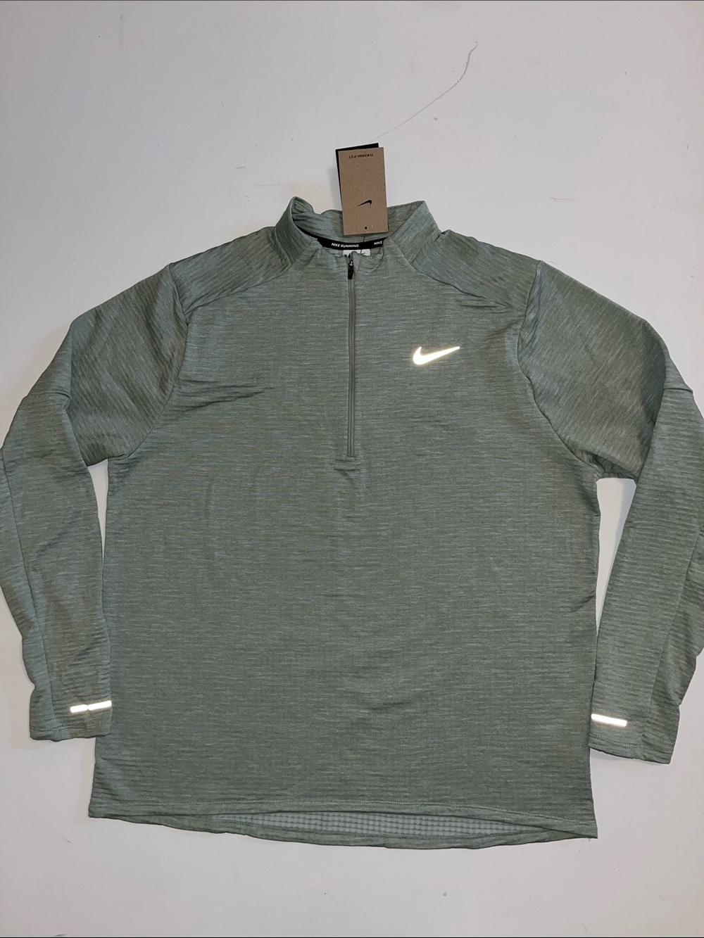 Nike Running Shirt Men's XL 1/2 Zip Therma-Fit Repel Grid green thumbholes $95